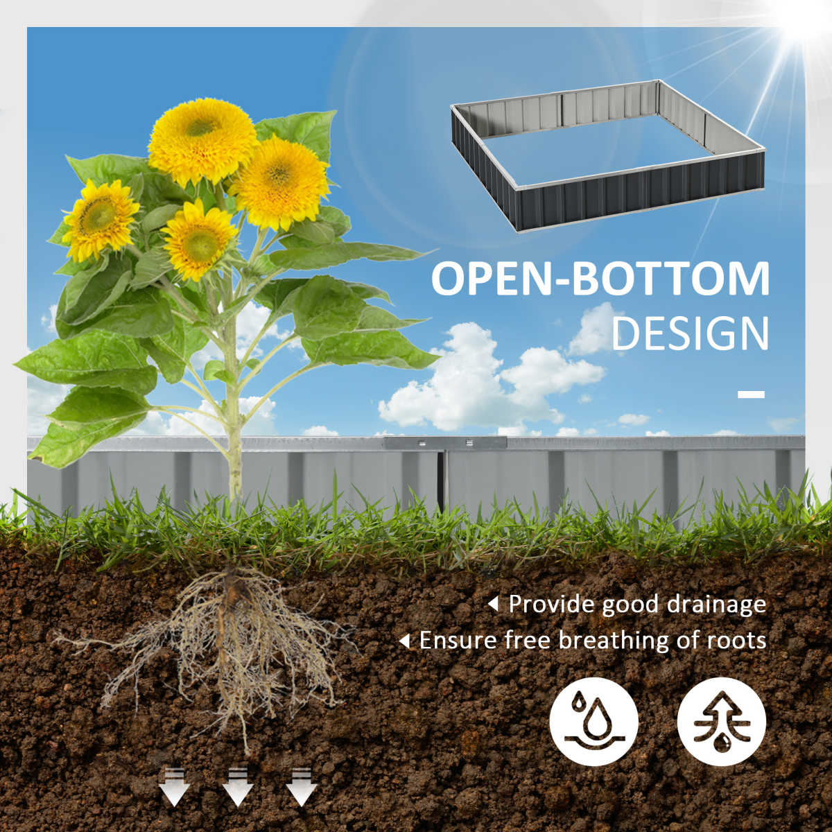 Outsunny Metal Raised Garden Bed – Spacious 2.6m Planter with Free Gloves!
