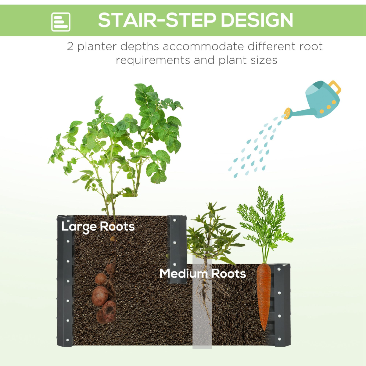 Outsunny Galvanised 2-Tier Raised Garden Bed Planter - Durable & Stylish!
