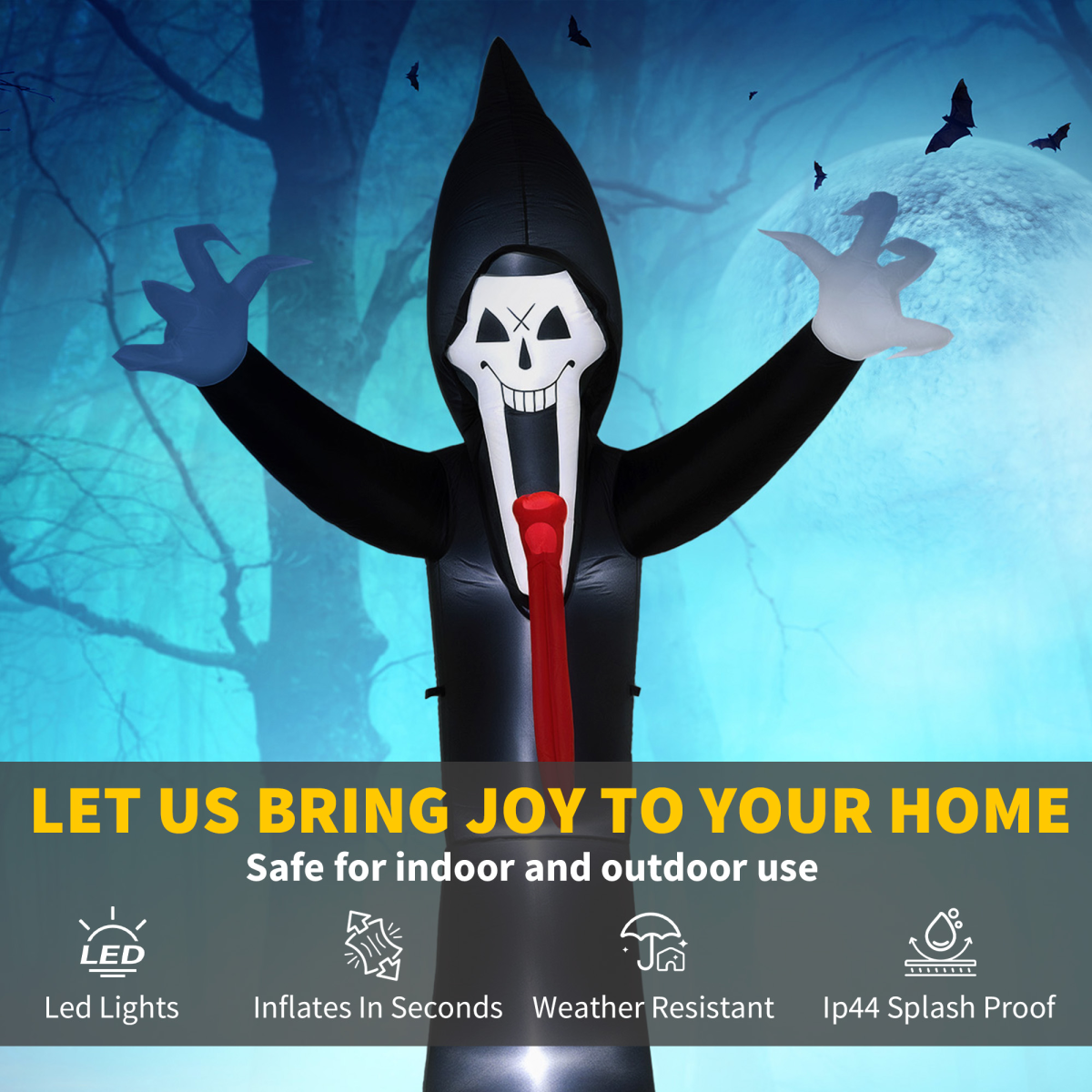Outsunny 10 FT Grim Reaper Halloween Inflatable for Indoor, Outdoor Party
