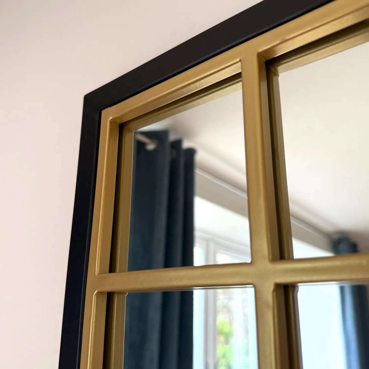 Aimi Black & Gold Metal Leaner Mirror - Oversized Elegance for Every Space