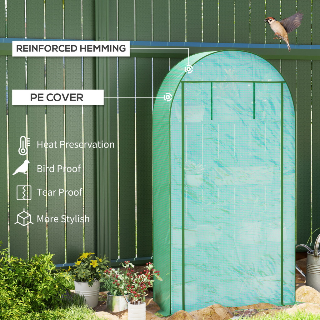 Outsunny 4 Tier Mini Greenhouse with Reinforced PE Cover, Green