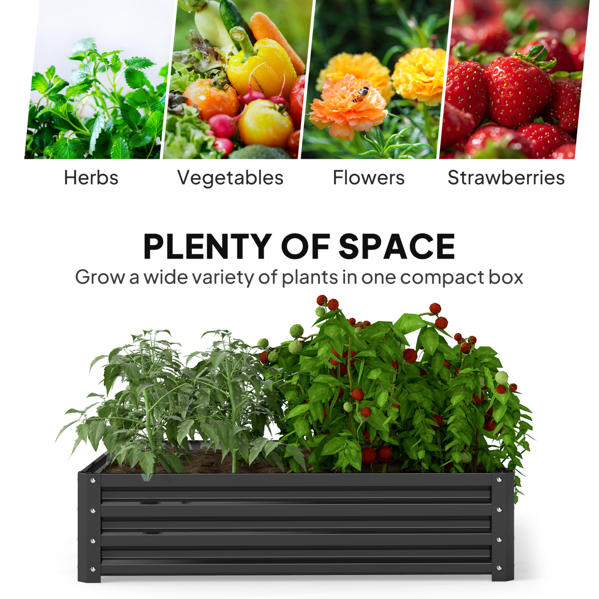Modular Galvanized Steel Raised Garden Bed - Perfect for Flowers & Veggies!