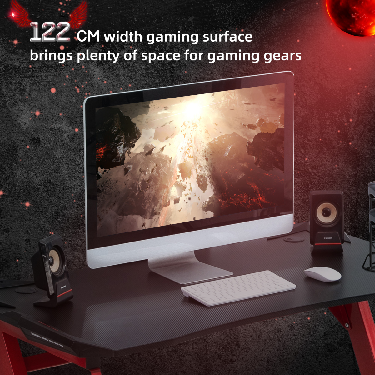 Ultimate Gaming Desk: Organized & Stylish with Cup Holder & Headphone Hook