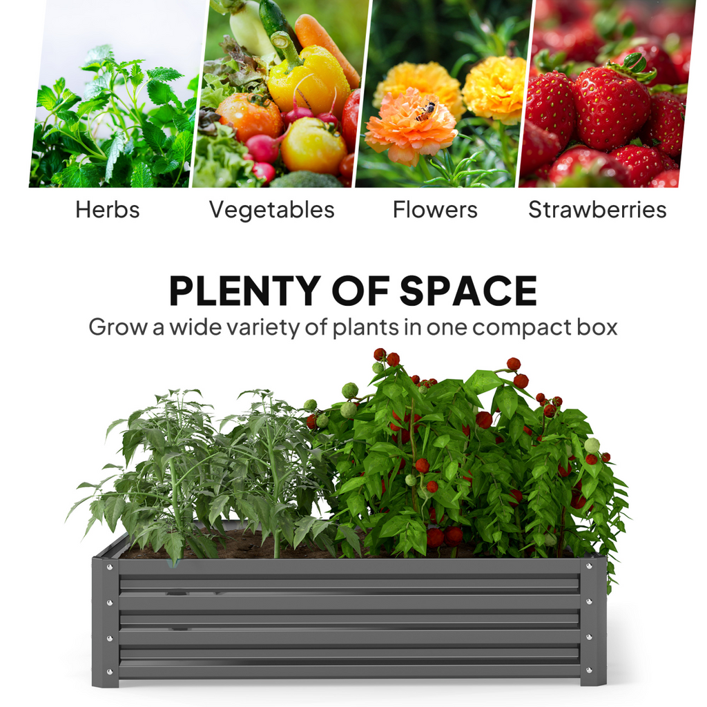 Outsunny Raised Garden Bed Metal Garden Flower Vegetable Planter Light Grey