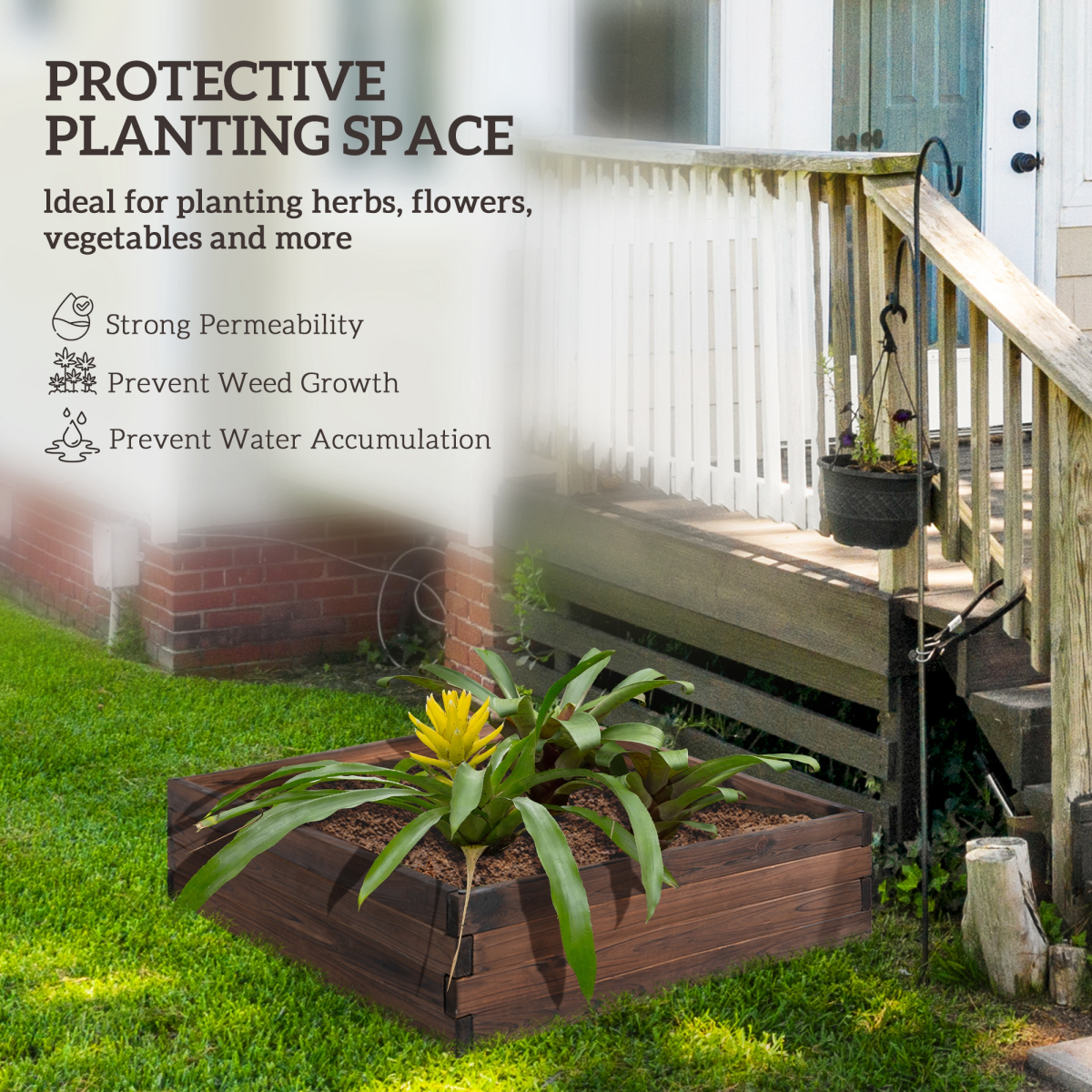 Stylish Wooden Raised Garden Bed Planter - 80x80x22.5cm for Home Gardening