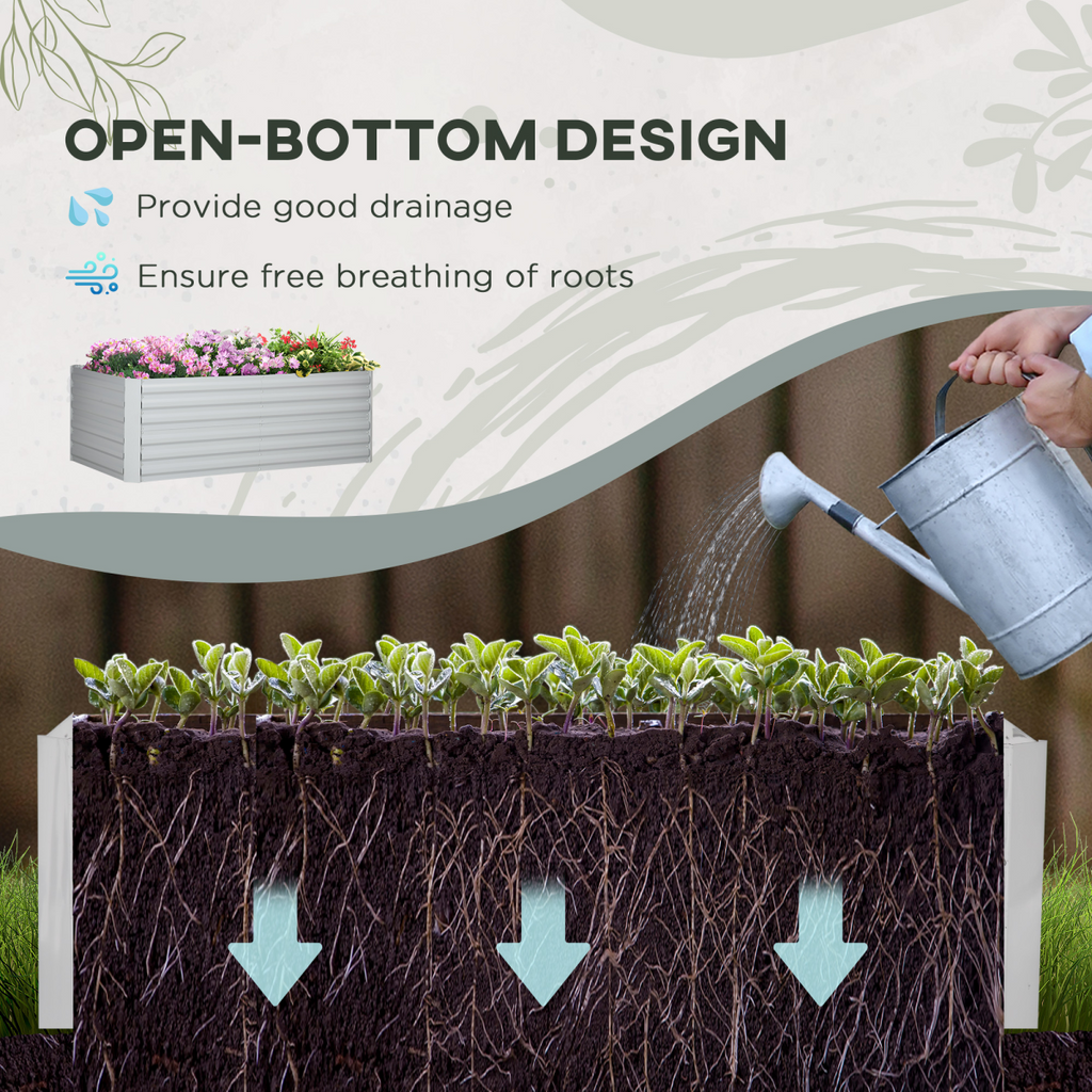 Galvanized Steel Raised Garden Beds - Durable Outdoor Planters, 180x90cm