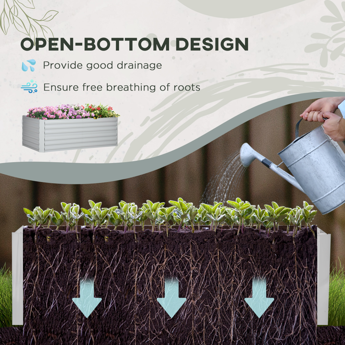 Galvanized Steel Raised Garden Beds - Durable Outdoor Planters, 180x90cm