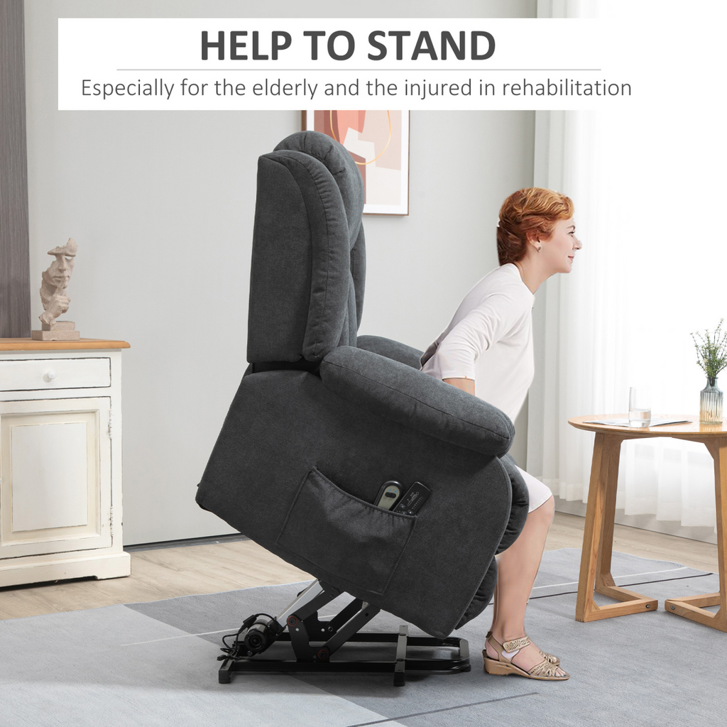 HOMCOM Heavy Duty Riser and Recliner Chair Lift Chair for the Elderly Dark Grey