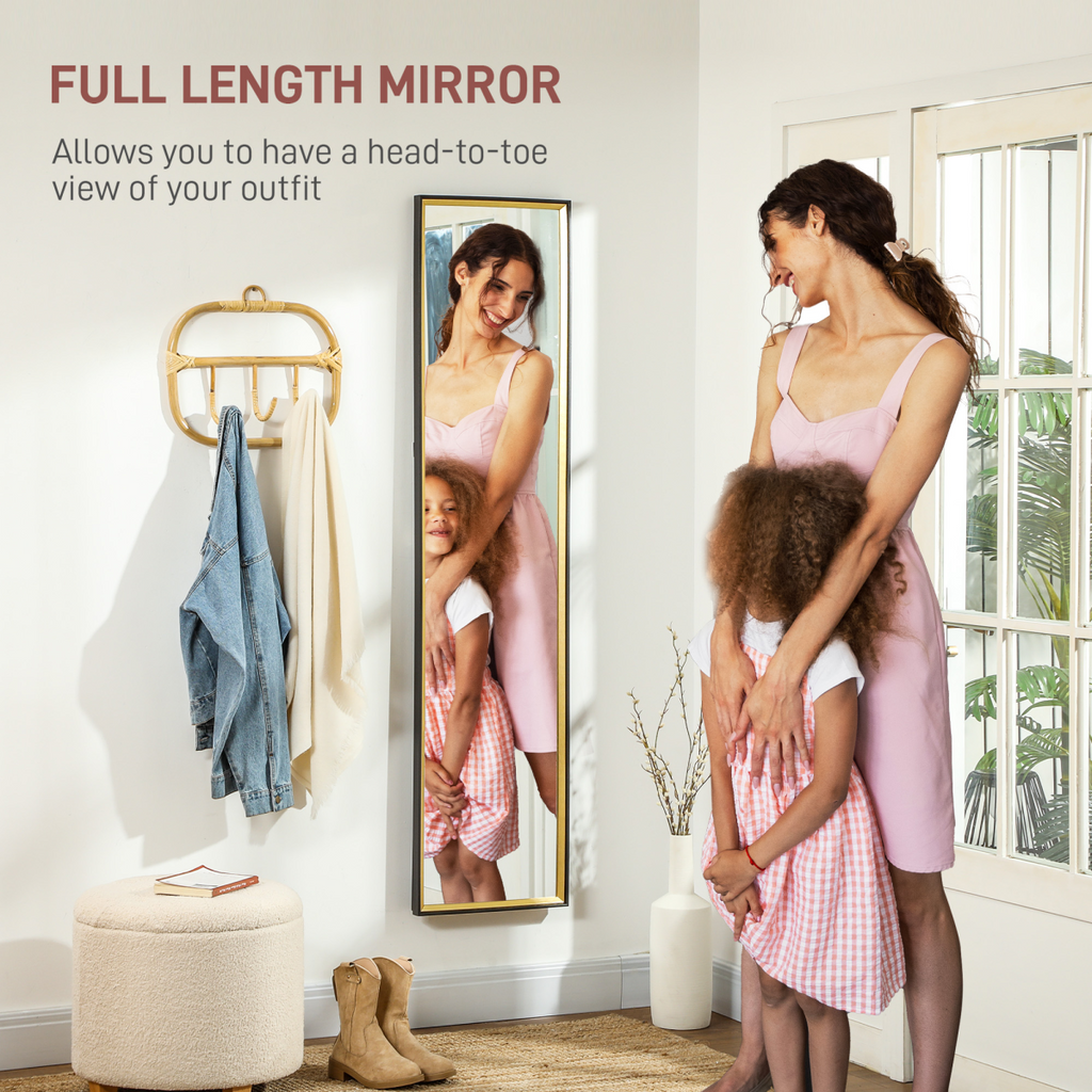 HOMCOM Full Length Mirror Wall Mount Leaning Standing Mirror, Black