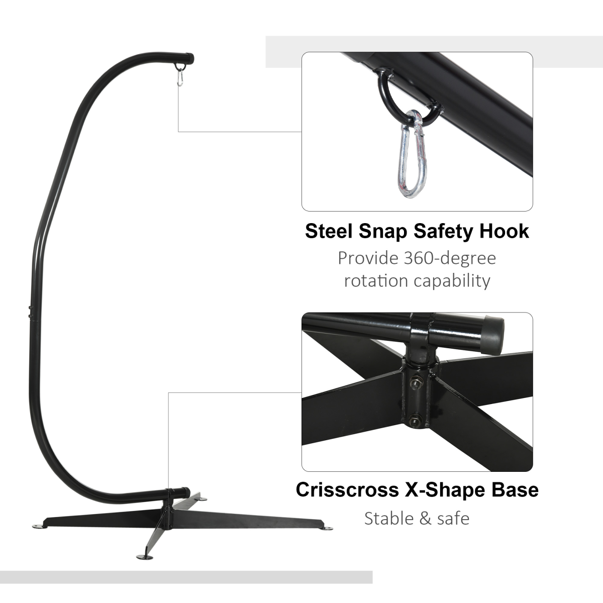 Hammock Chair Stand Only Heavy Duty Metal C-Stand Indoor or Outdoor
