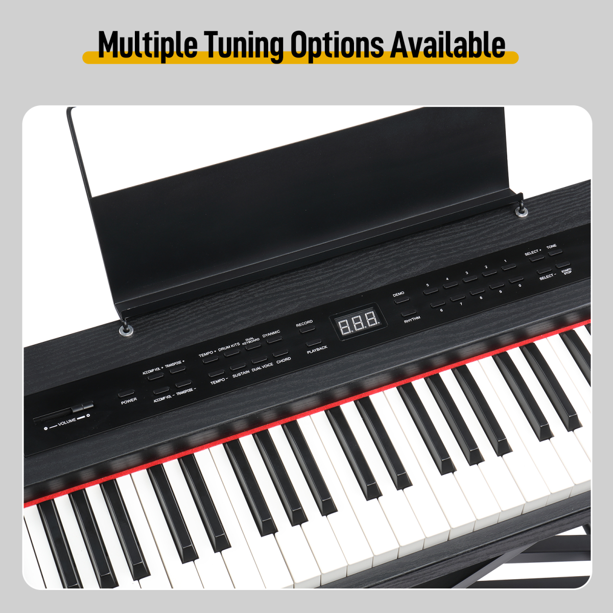 GPPD01-203 88 Key Semi-Weighted Standard Keyboards Digital Piano with Metal Stand, MIDI Bluetooth, Triple Pedals, Headphone and Other accessories for Piano beginner Black color