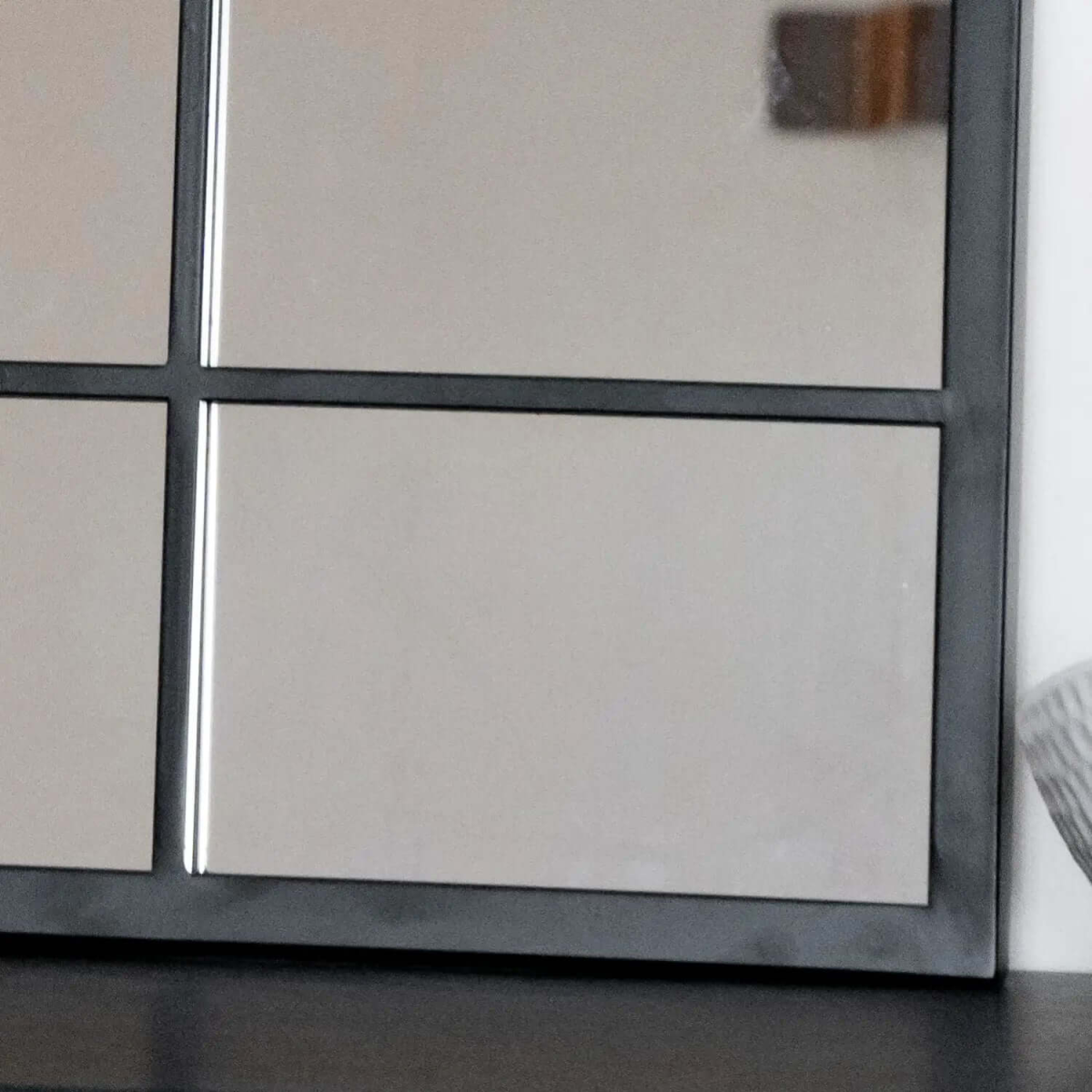 Kyō Black Metal Lattice Window Mirror - Stylish 90cm x 70cm Home Accent