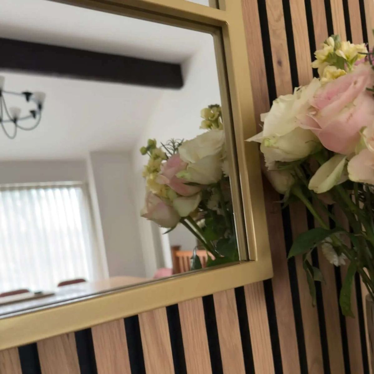 Timeless Elegance: Tomi Gold Arched Lattice Window Mirror - 95cm x 120cm