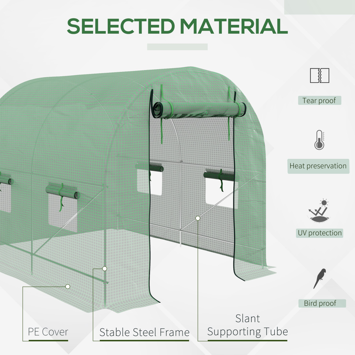 Ultimate 2.5x2m Walk-In Greenhouse: Steel Frame with Roll-Up Door & Ventilation