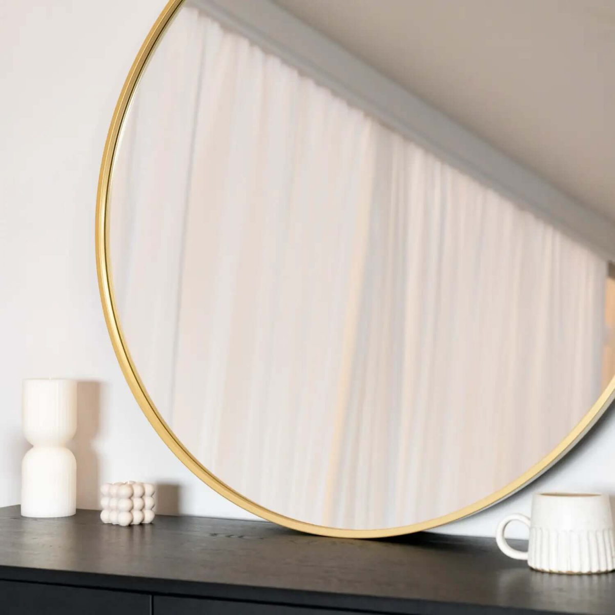 Rei Extra-Large Round Gold Metal Mirror - 90cm Circle for Stunning Decor