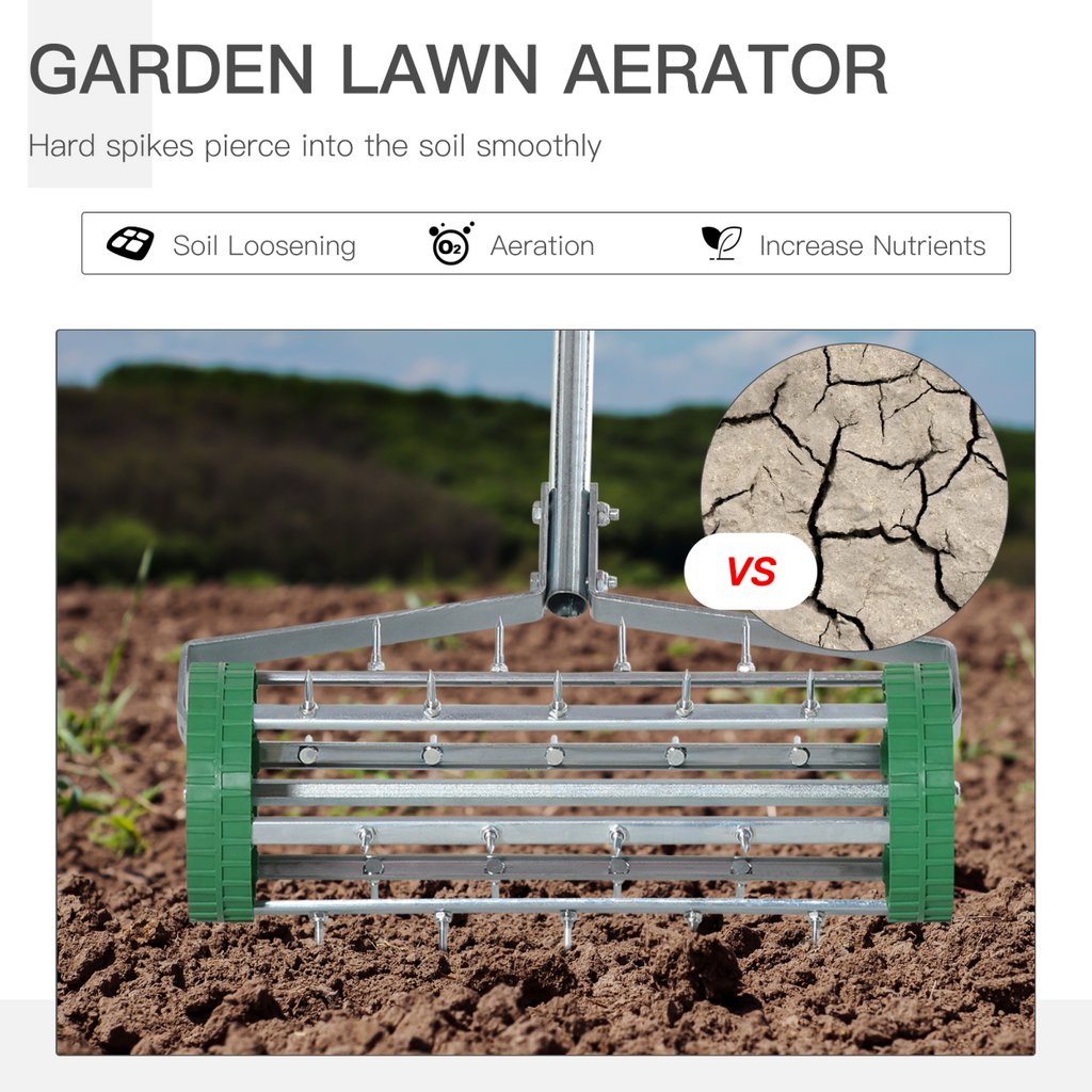Outsunny Lawn Aerator Roller-Green/Silver