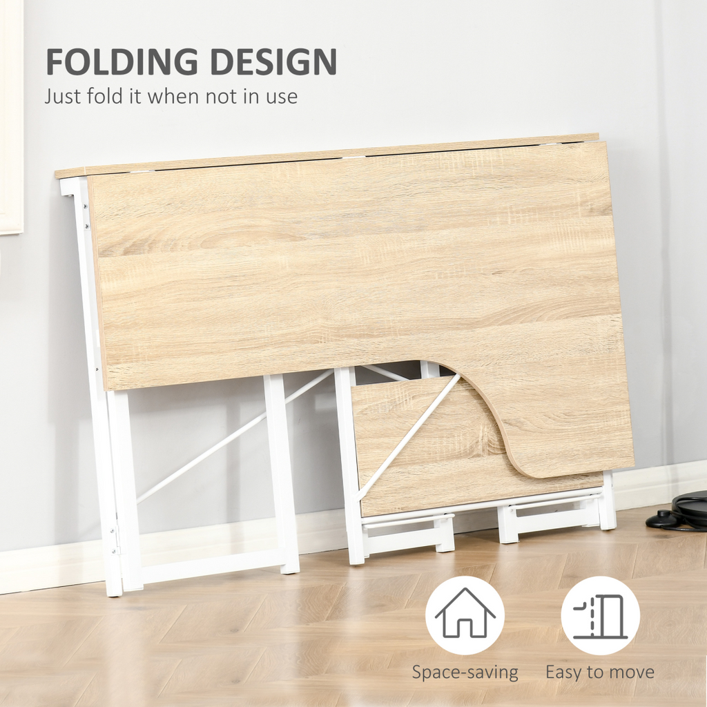 L-Shape Folding Computer Desk Study Workstation with 2 Shelves Oak Tone