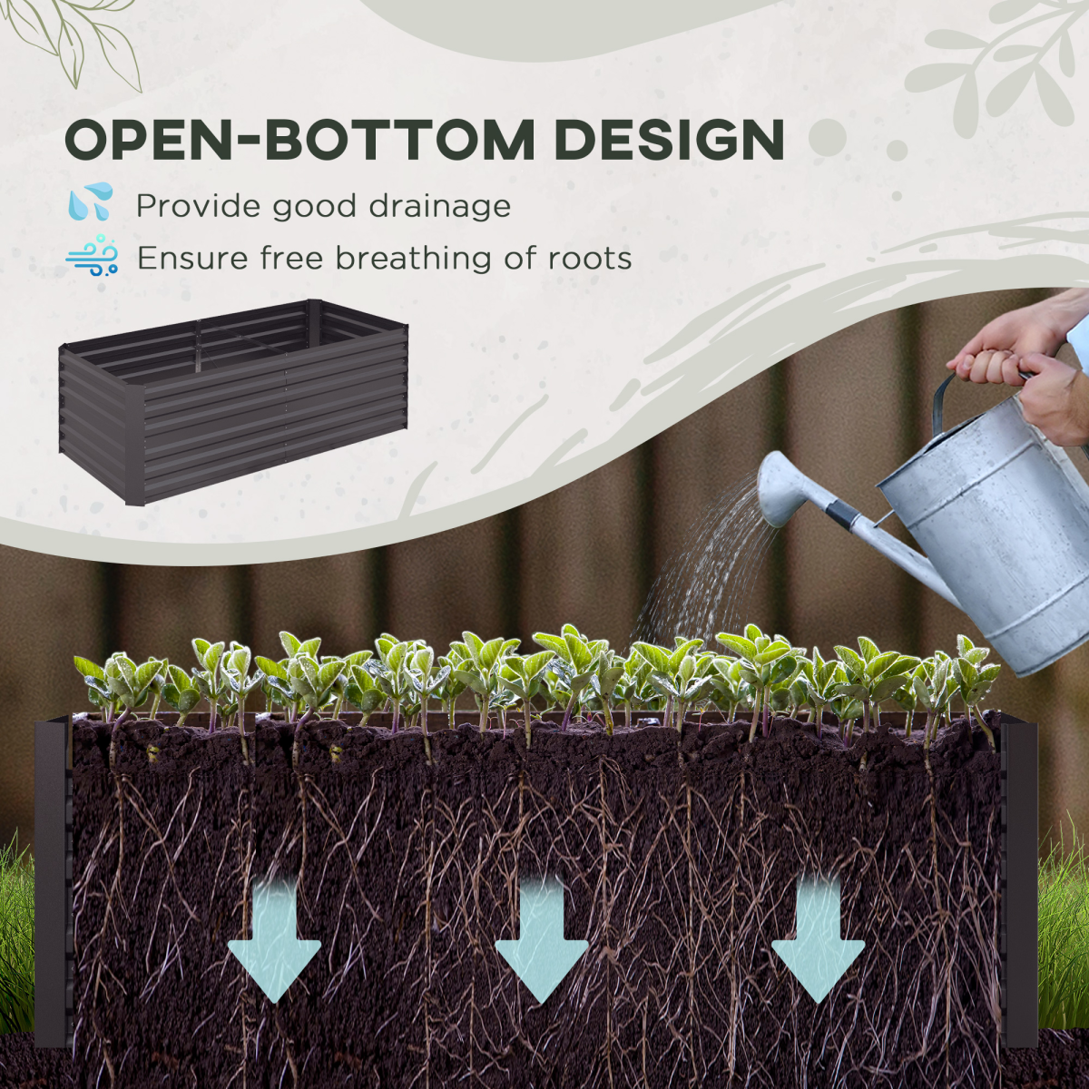 Outsunny Steel Outdoor Raised Garden Bed - Durable, Spacious & Stylish in Dark Grey