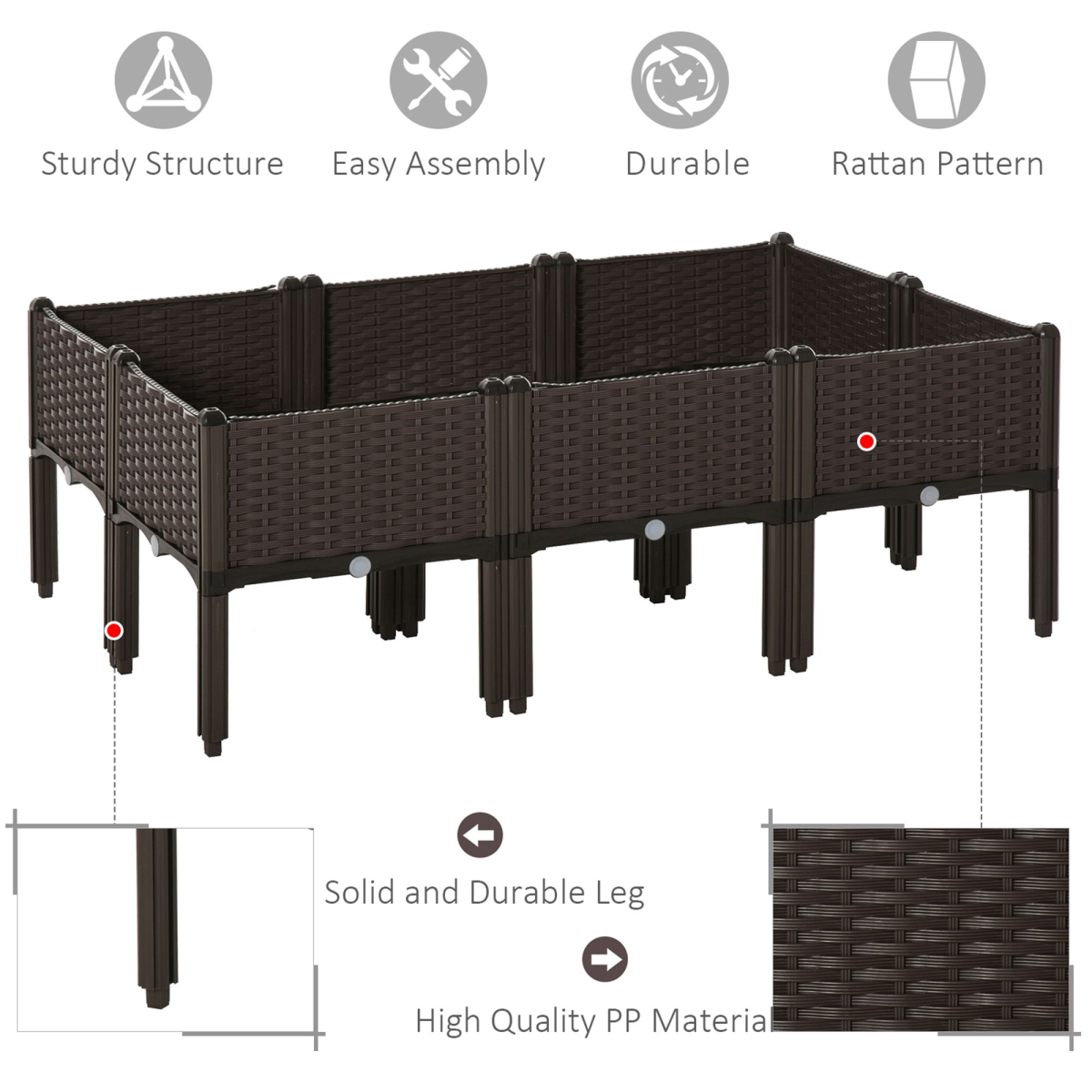 Stackable 6-Pc Raised Garden Bed Set for Comfortable Home Gardening