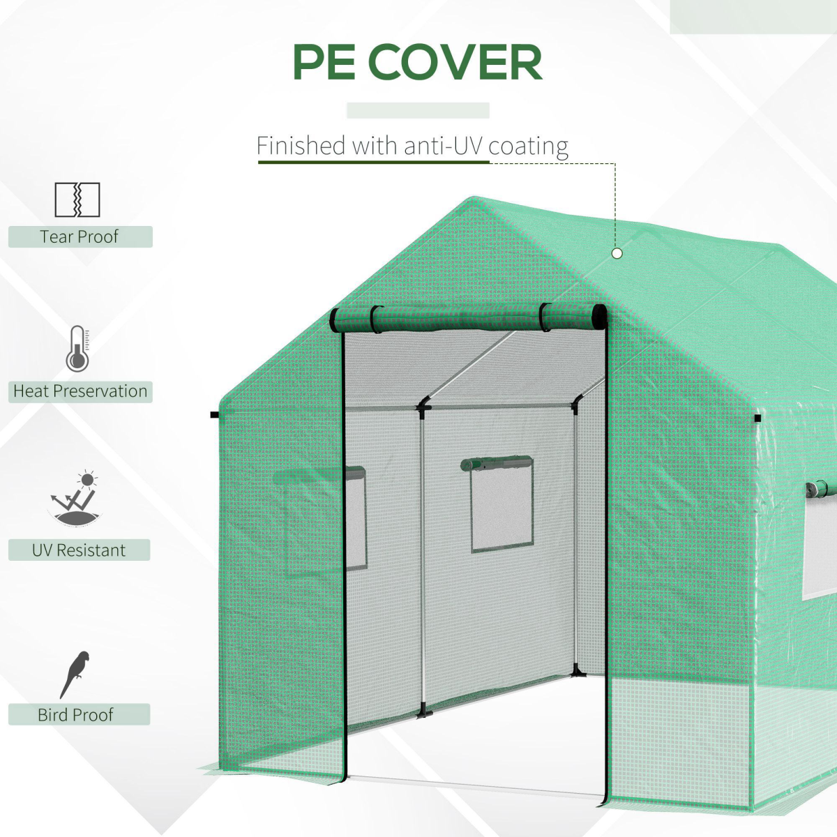 Outsunny 2x3m Tunnel Greenhouse: UV-Resistant, Spacious & Easy Access Design