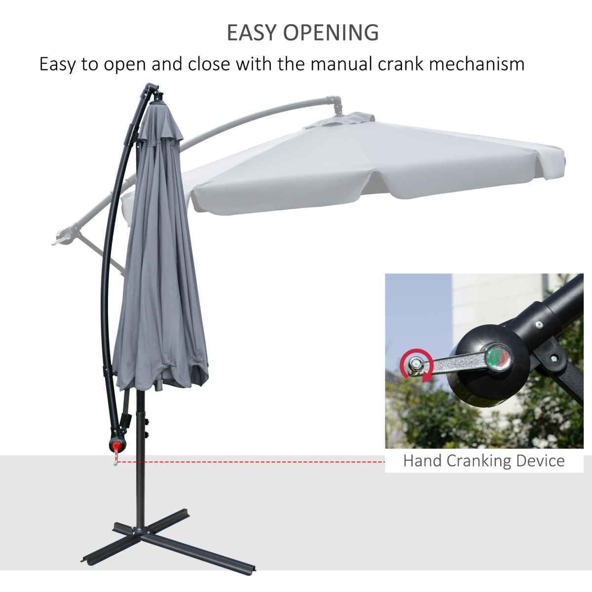 2.7mBanana Parasol Cantilever Umbrella with CrankDark Grey