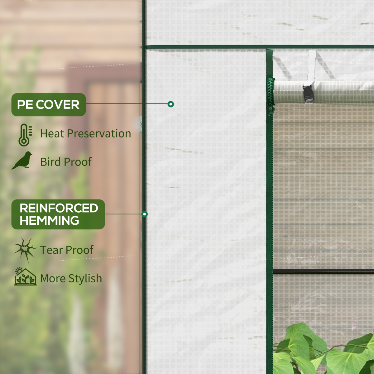 Outsunny Walk-in Garden Green House  Large Roll-up Door and 2 Mesh Windows White