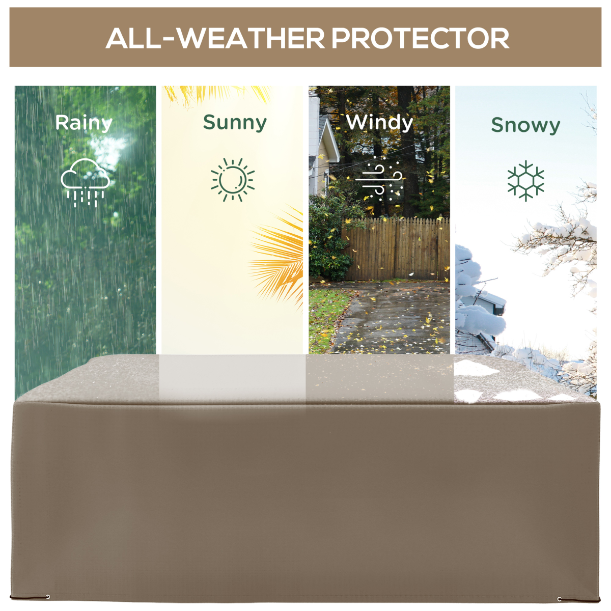 275x205cm Protective Outdoor Furniture Cover - Water & UV Resistant Beige