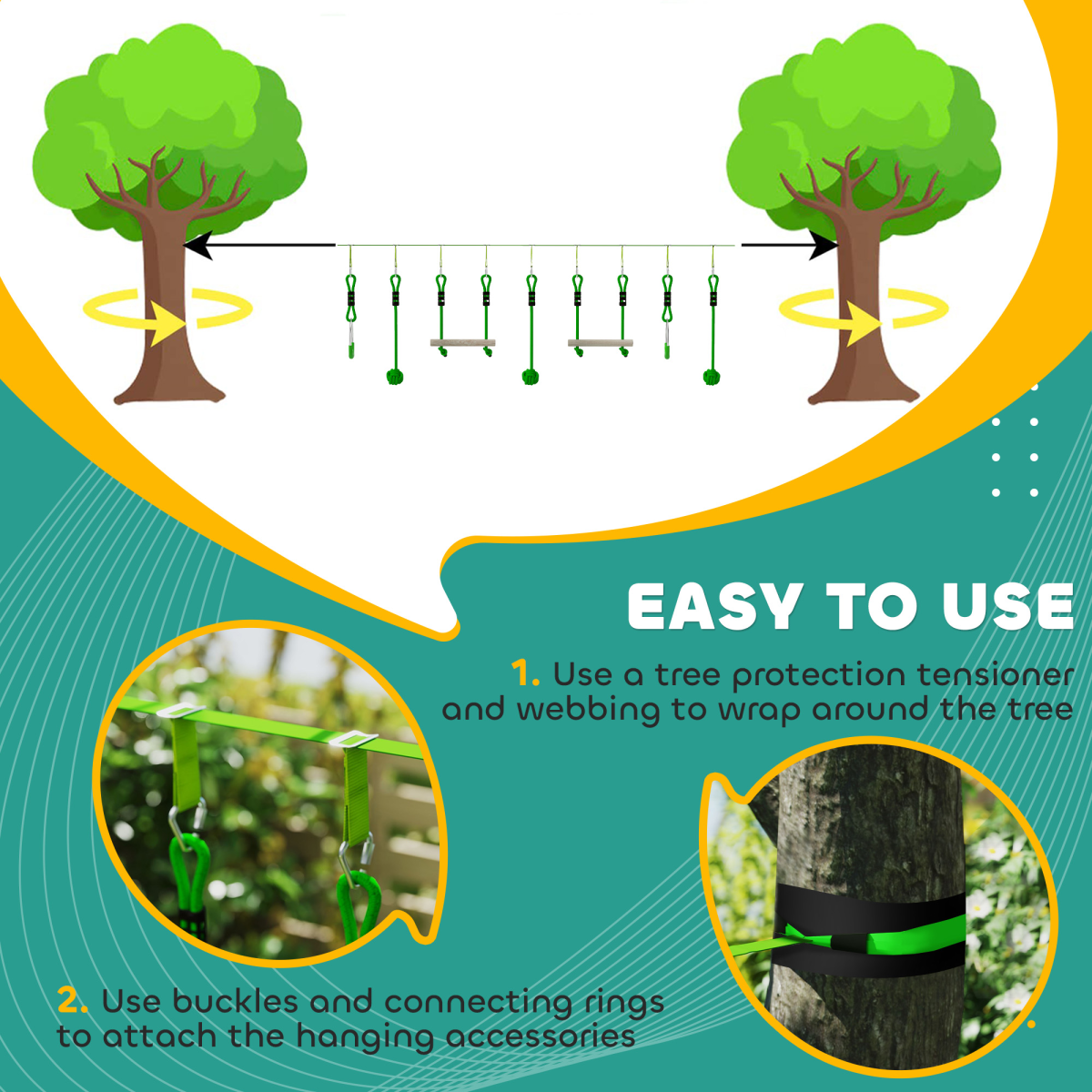 Fun Adventure Zipline Kit - Supports 50kg - Ideal for Kids' Outdoor Play