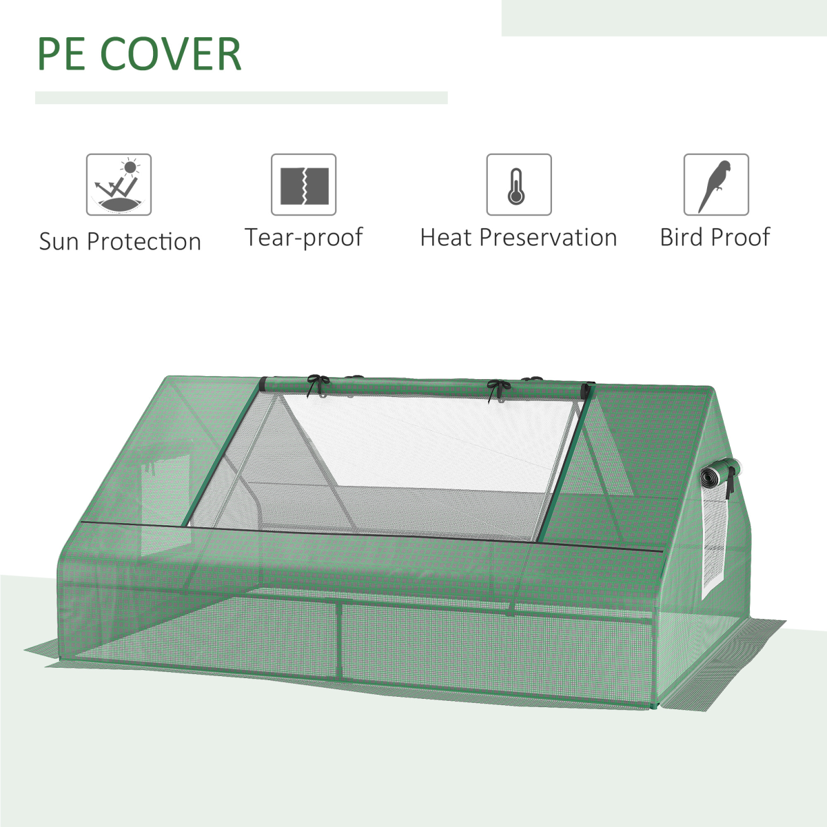 180 x 140 x 80cm Mini Portable Greenhouse with Zipped Windows and Door, Green