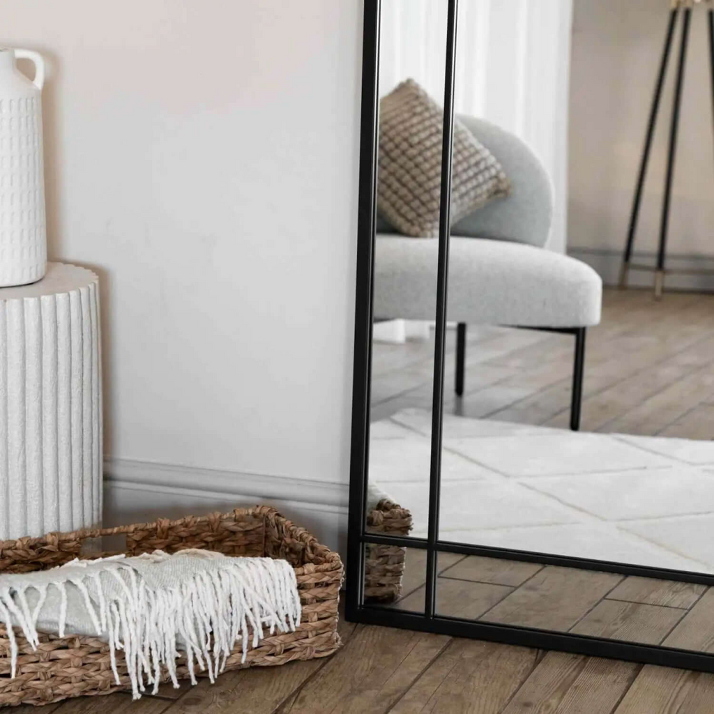 Aimi Black Metal Leaner Mirror - Oversized Elegance, 180cm x 105cm
