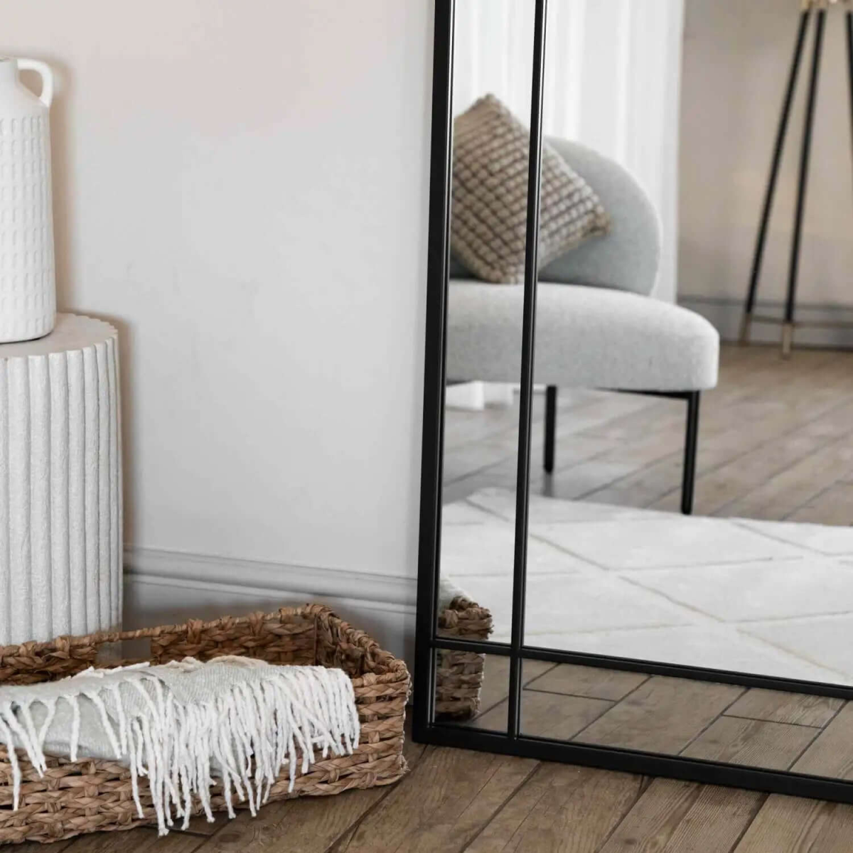 Aimi Black Metal Leaner Mirror - Oversized Elegance, 180cm x 105cm