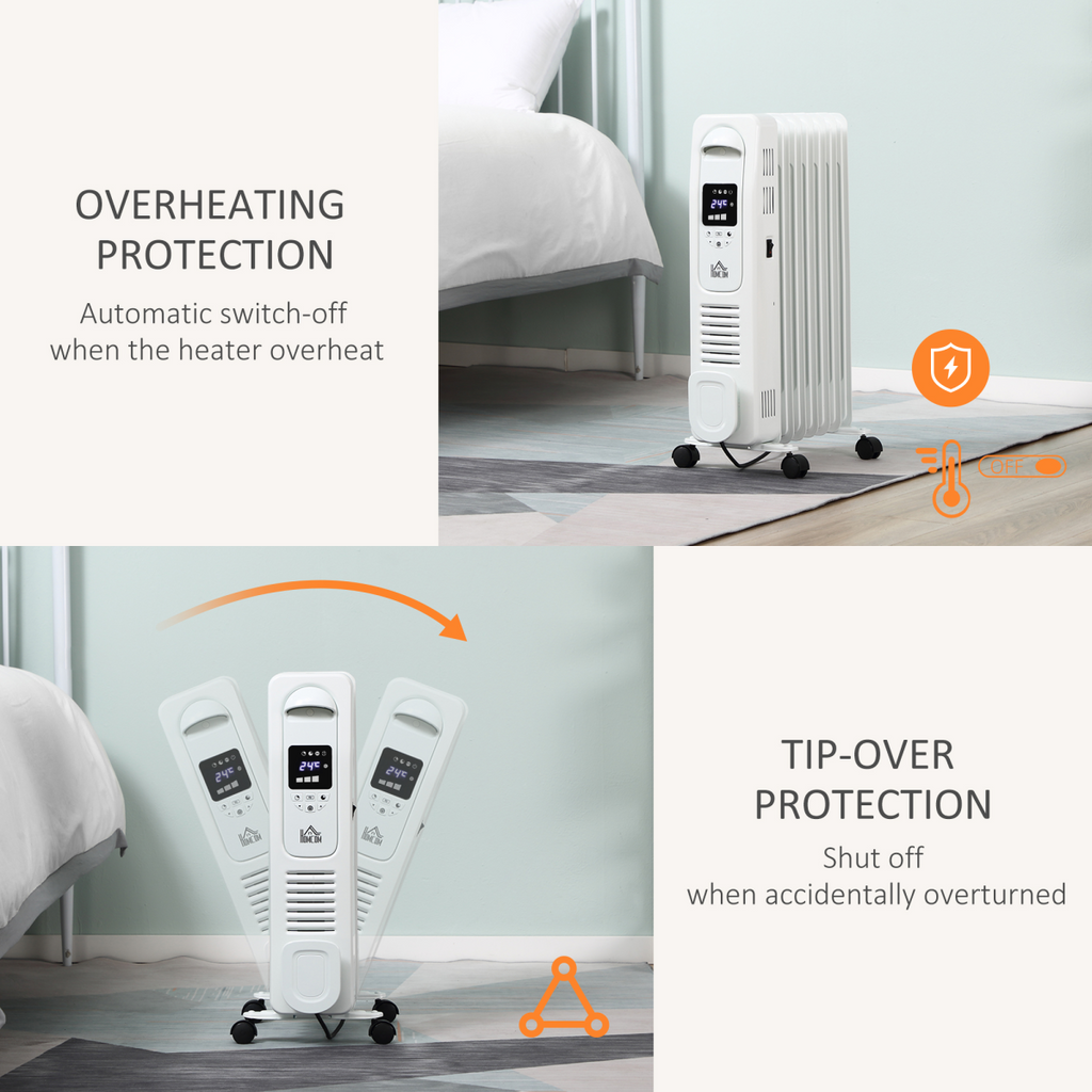 1500W Digital Oil Filled Radiator Portable Electric Heater with LED Display