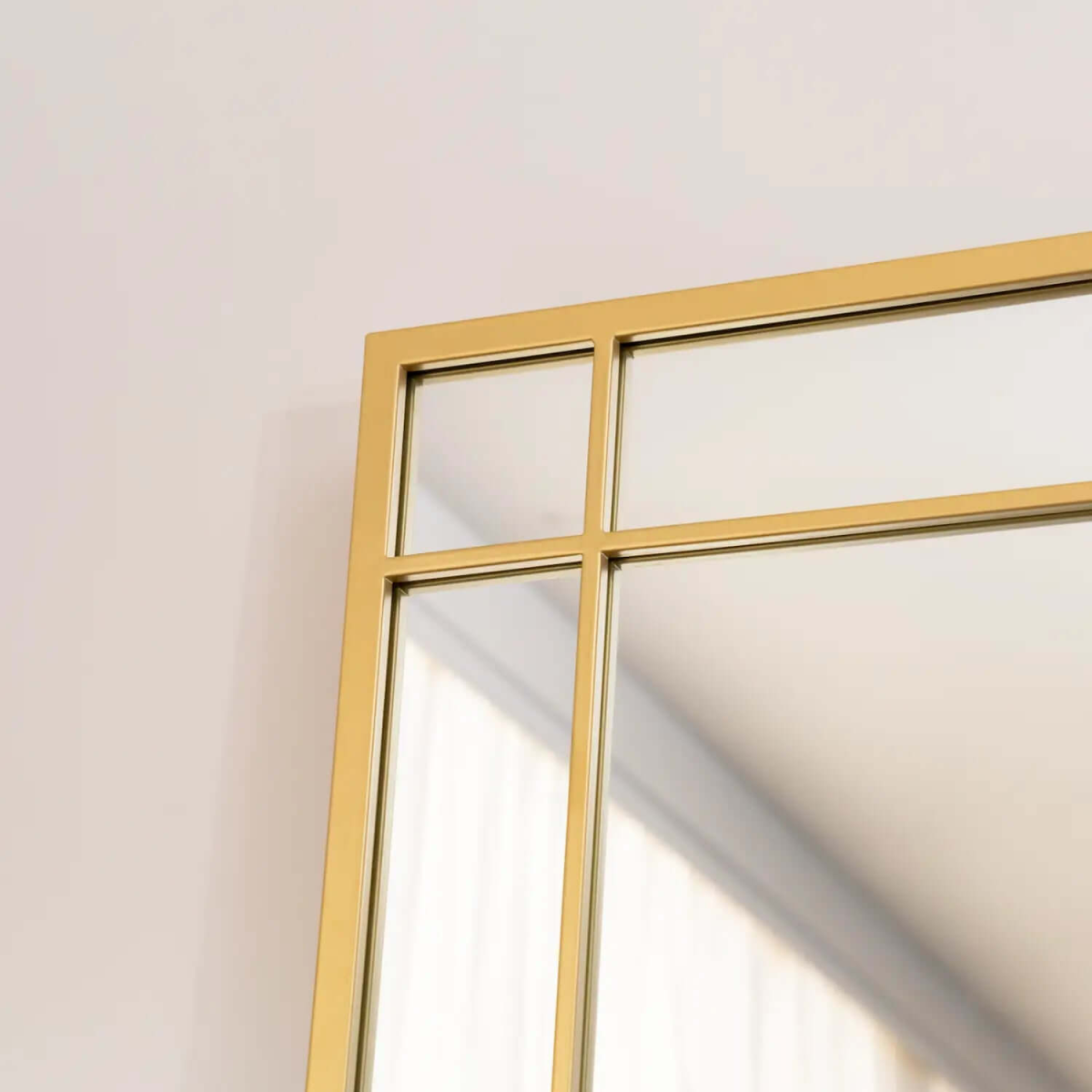 Aimi- Full Length Gold Metal Rectangle Window Mirror - 180cm x 90cm.