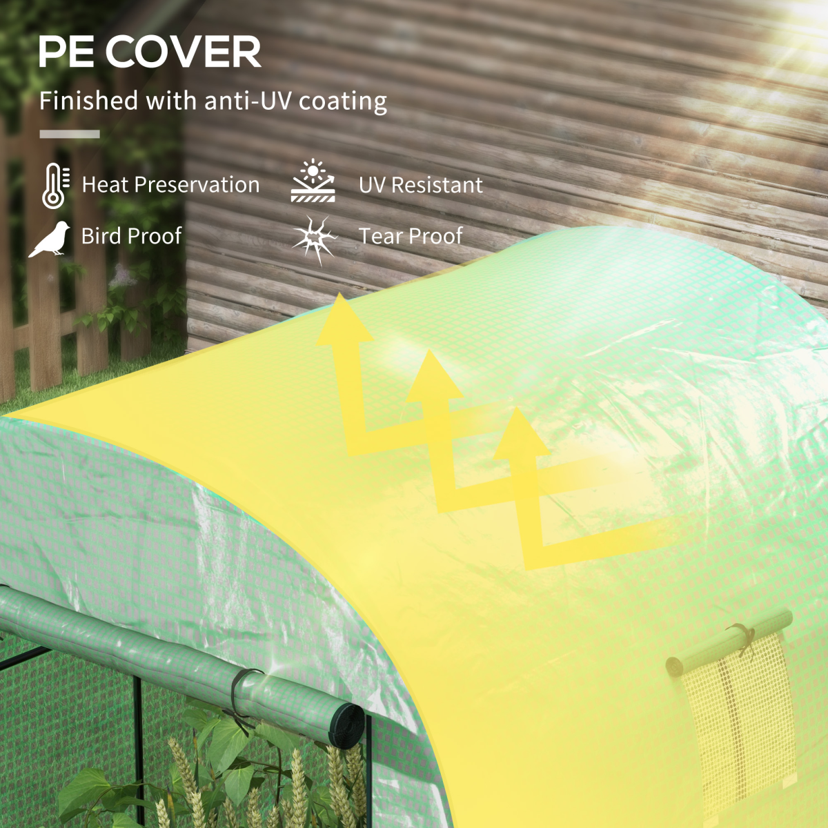 Outsunny 1.8x2m UV-Resistant Polytunnel Greenhouse with Roll-Up Doors & Windows