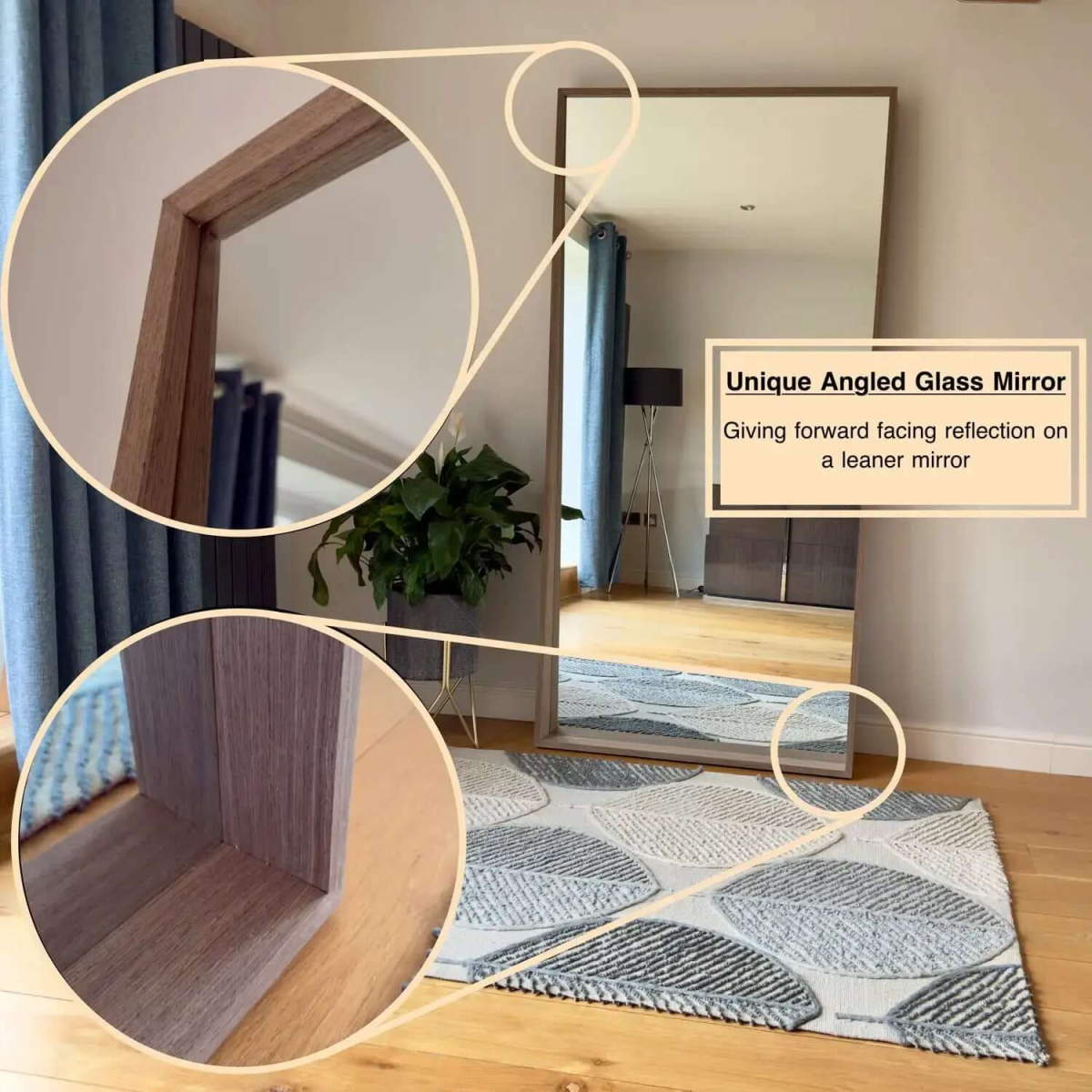 Hanaka Grey Oak Leaner Mirror – Elegant Full-Length Design (200cm x 100cm)