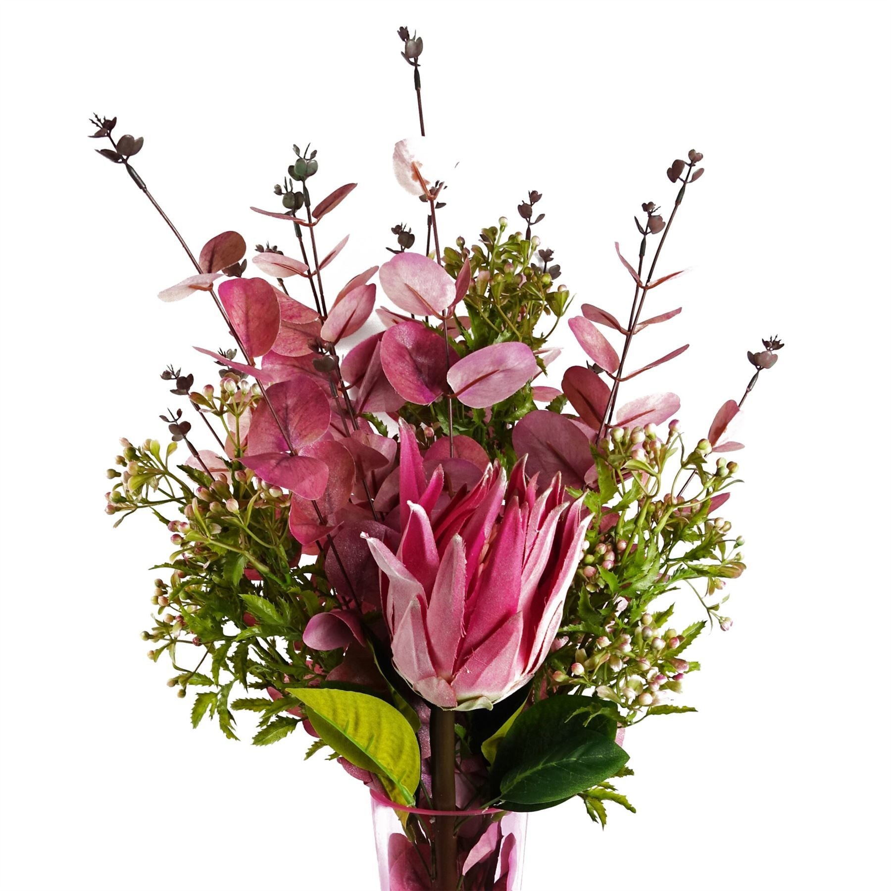 55cm Artificial Foliage Stem with Pink Berries