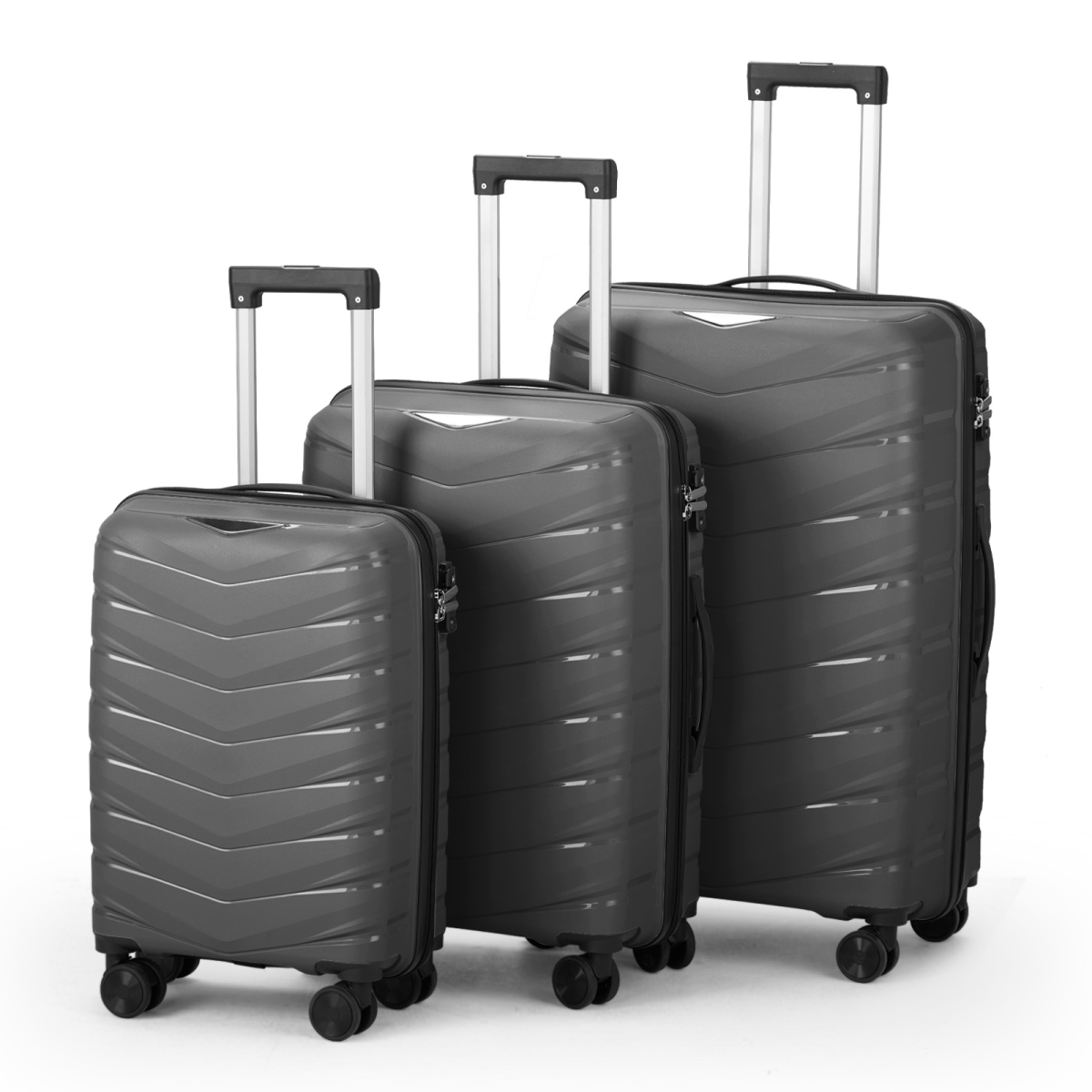 Versatile V-Shaped Stripe 3-in-1 Trolley Case - Stylish Dark Gray Travel Solution