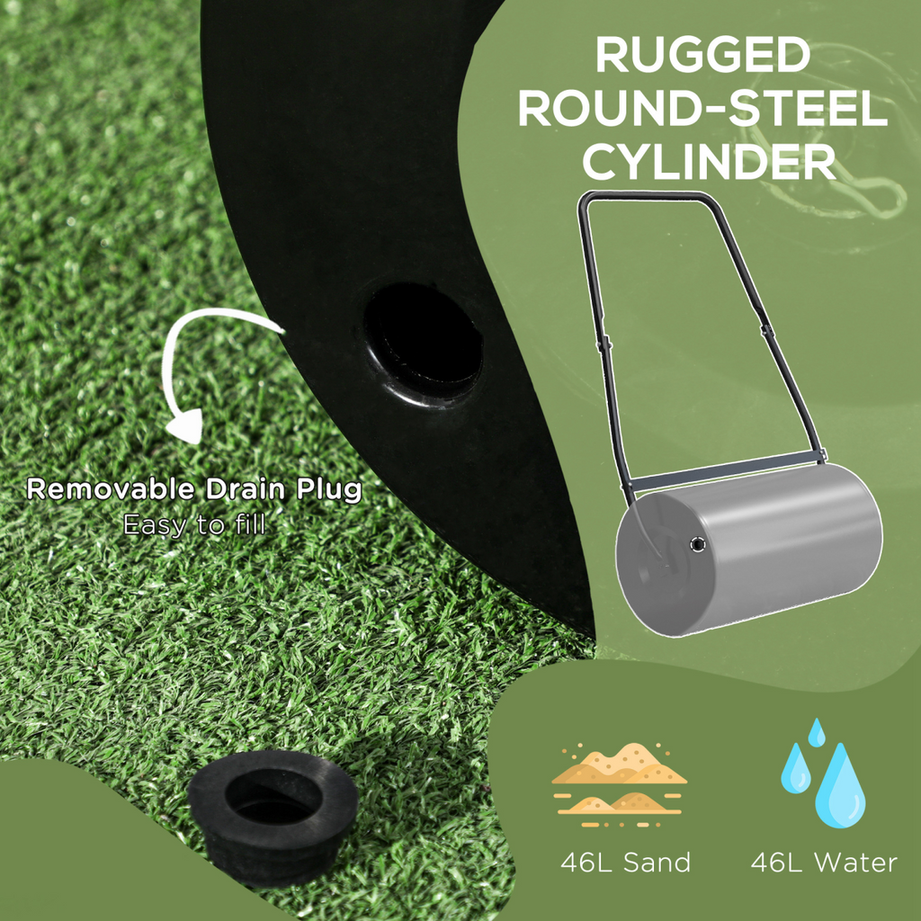 Durable 46L Lawn Roller: Heavy-Duty Garden Roller for Perfectly Flattened Grass