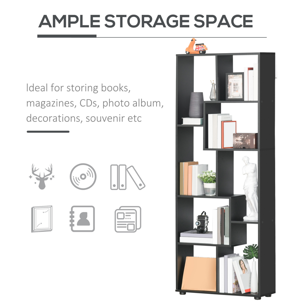 Stunning 178cm 8-Shelf Black Bookcase – Stylish Storage for Every Room!
