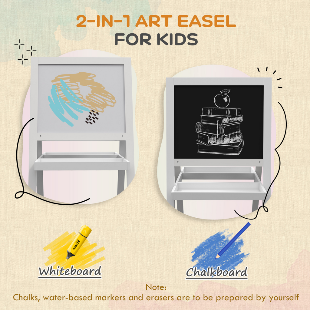 AIYAPLAY 2-in-1 Double-Sided Easel for Kids, with Storage Shelf- Blue