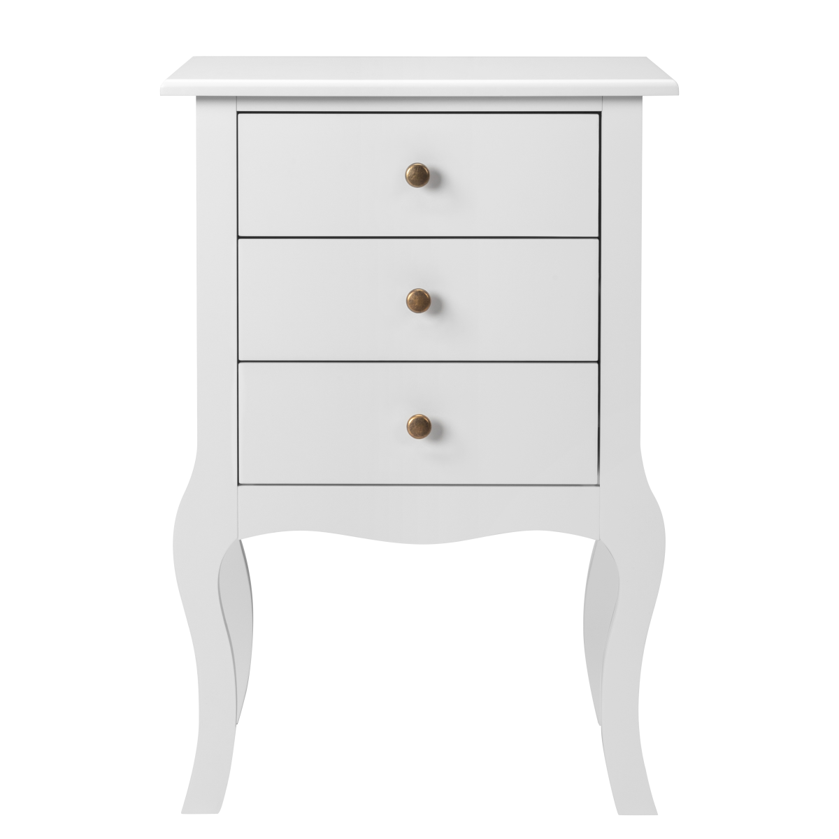 Elegant European White Bedside Table with 3-Tier Storage & Simple Design