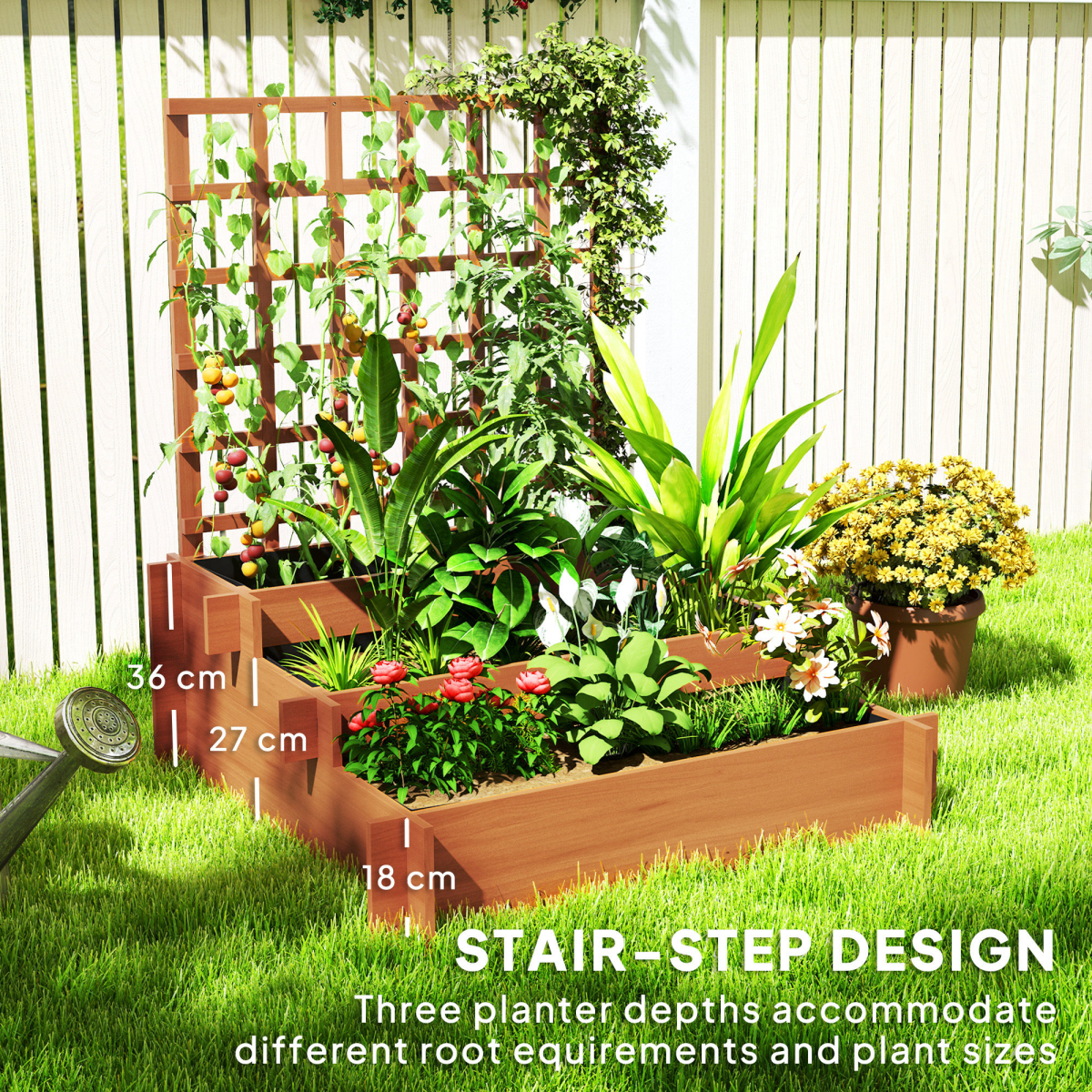 Climbing Plant Trellis with Planters - Durable Fir Wood Garden Feature