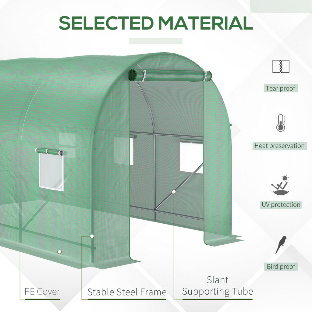 3.5 x 3 x 2 m Polytunnel Greenhouse Polytunnel Tent w/ PE Cover Green