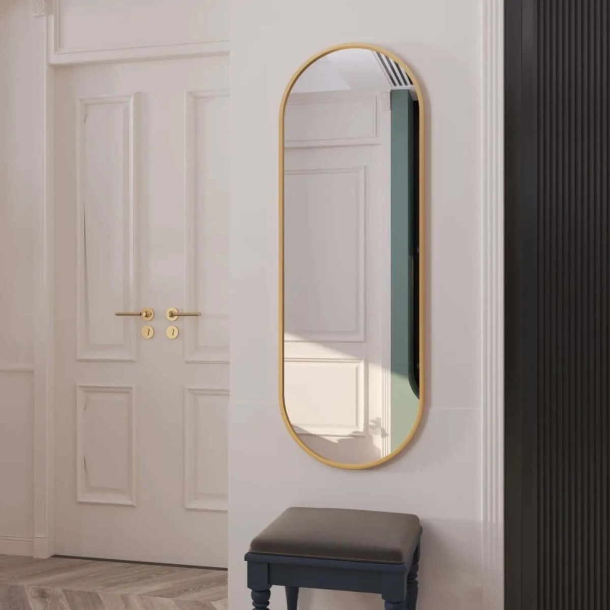 Emi Gold Metal Oval Mirror - Luxe Full-Length Design for Modern Spaces