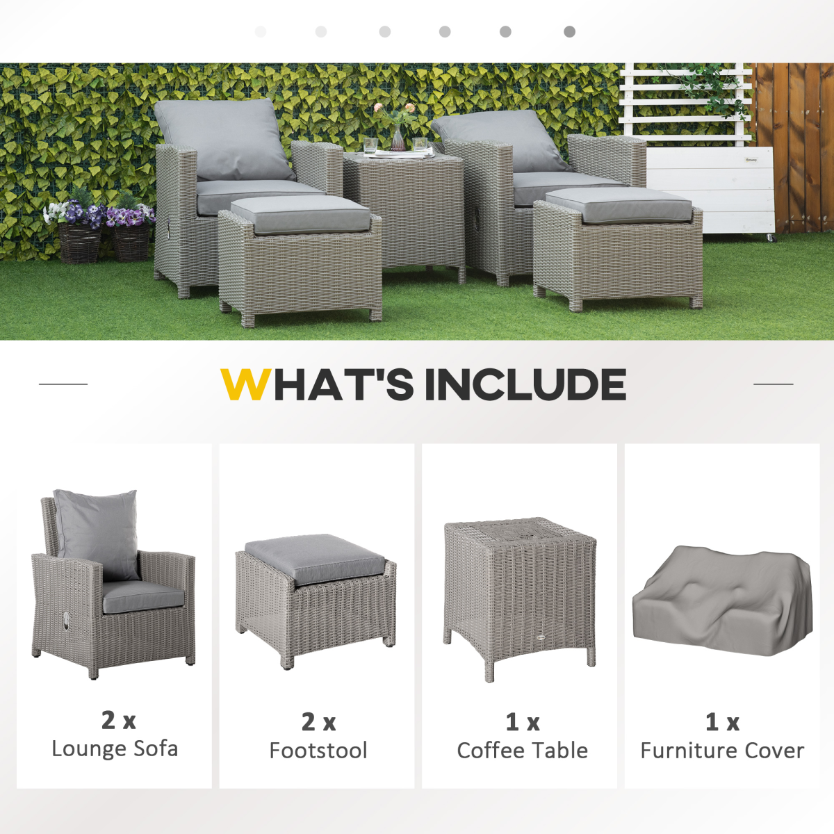 2 Seater Outdoor PE Rattan Patio Furniture TableOlefin Cushion