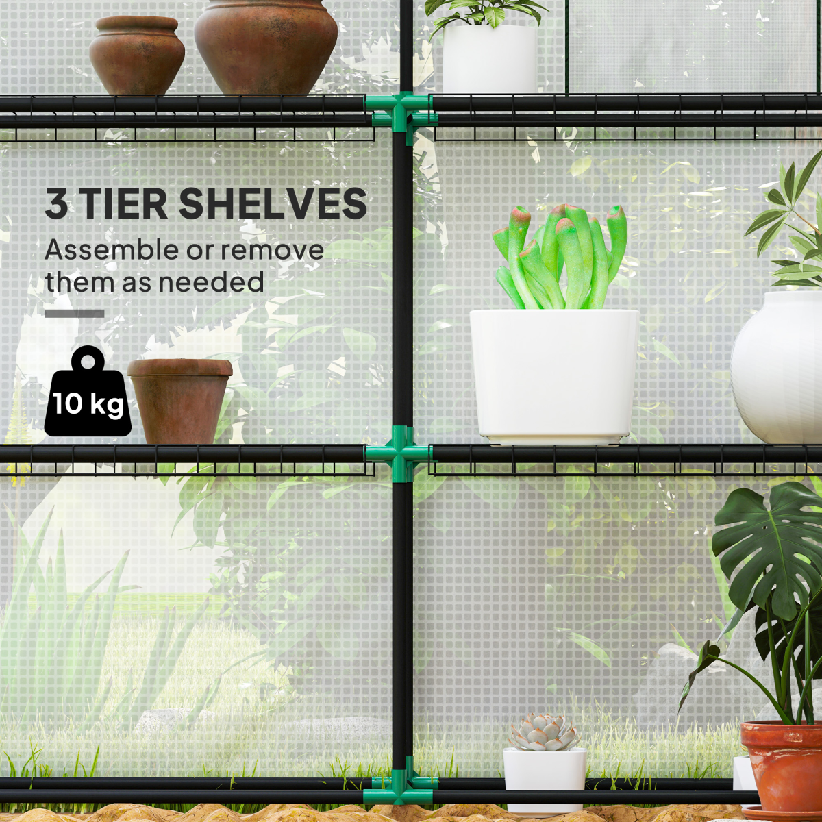 Outsunny Compact Walk-In Greenhouse with 8 Shelves - Perfect for Small Gardens!