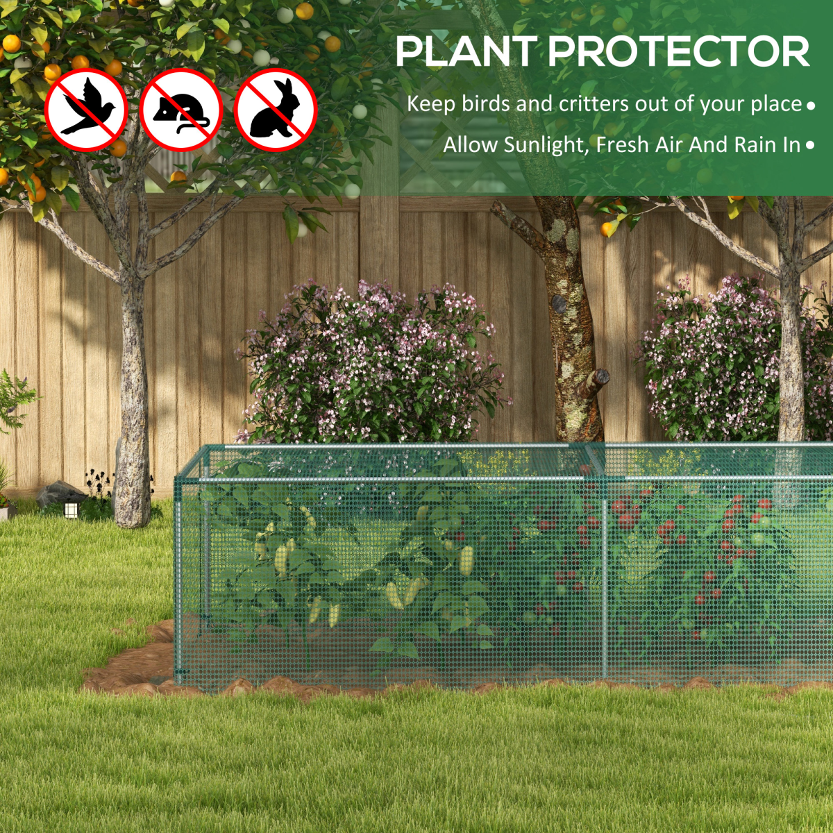 Outsunny 8' x 4' Plant Protection Tent - Durable Crop Cage with Easy Access Door