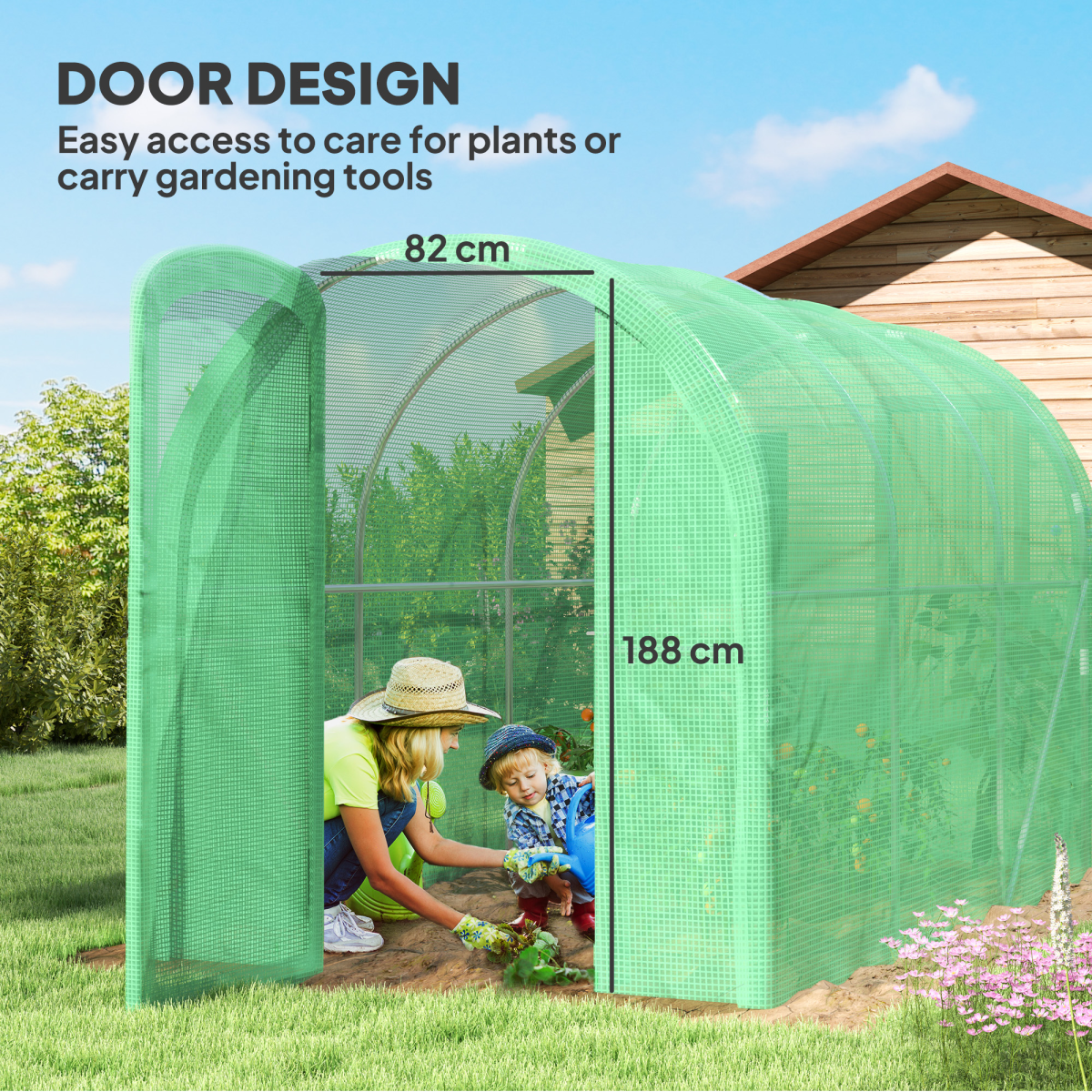 Outsunny 3 x 2 x 2m Polytunnel Greenhouse with Door, Galvanised Steel Frame