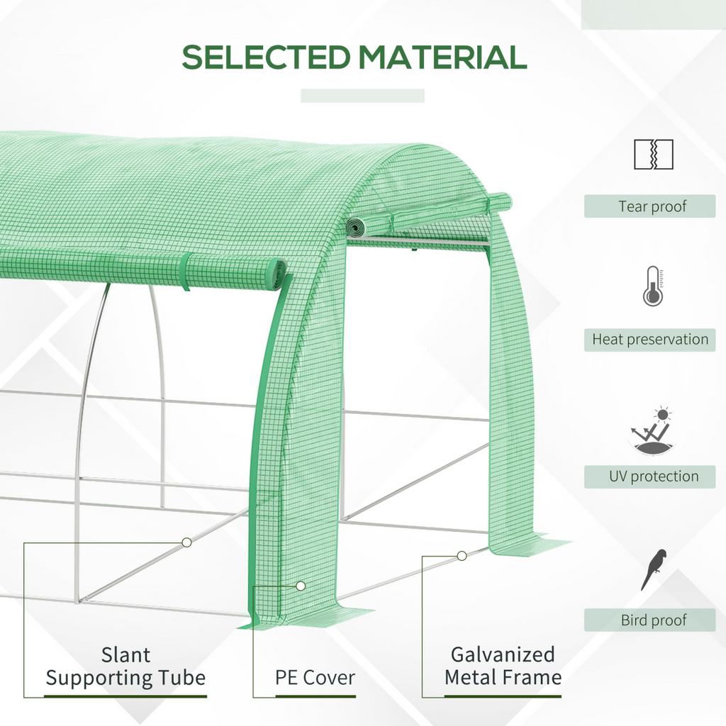 3 x 3 x 2 m Polytunnel Greenhouse Pollytunnel Tent w/ Steel Frame Green