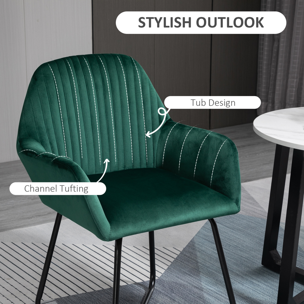 Chic Velvet Accent Chair with Metal Base - Stylish Lounge Armchair in Green